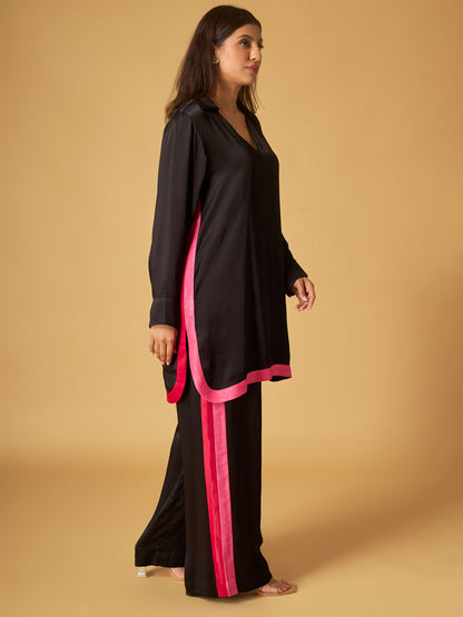 Black Crepe Satin Co-Ord Set