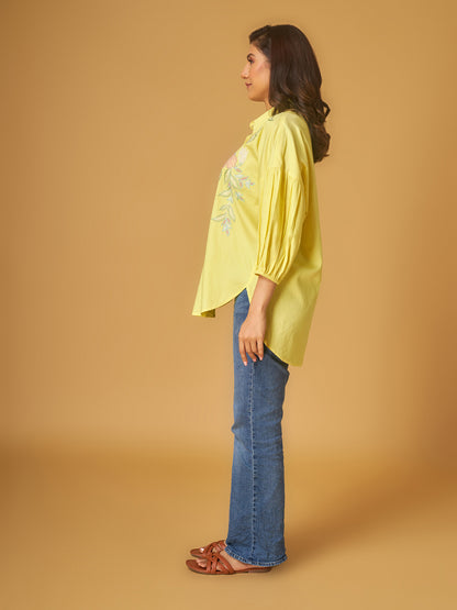 Limelight Applique Work Shirt in Pure Cotton