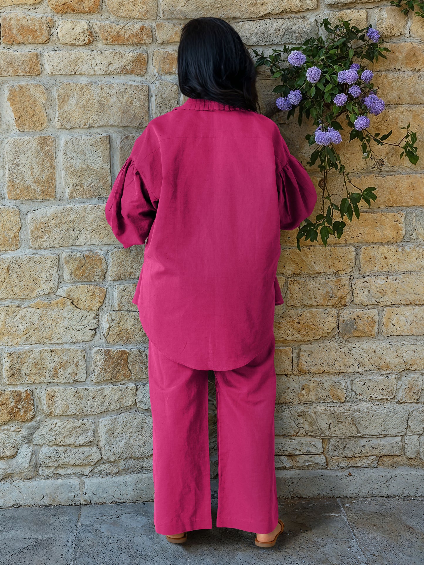 Dark Pink Linen Co-Ord Set