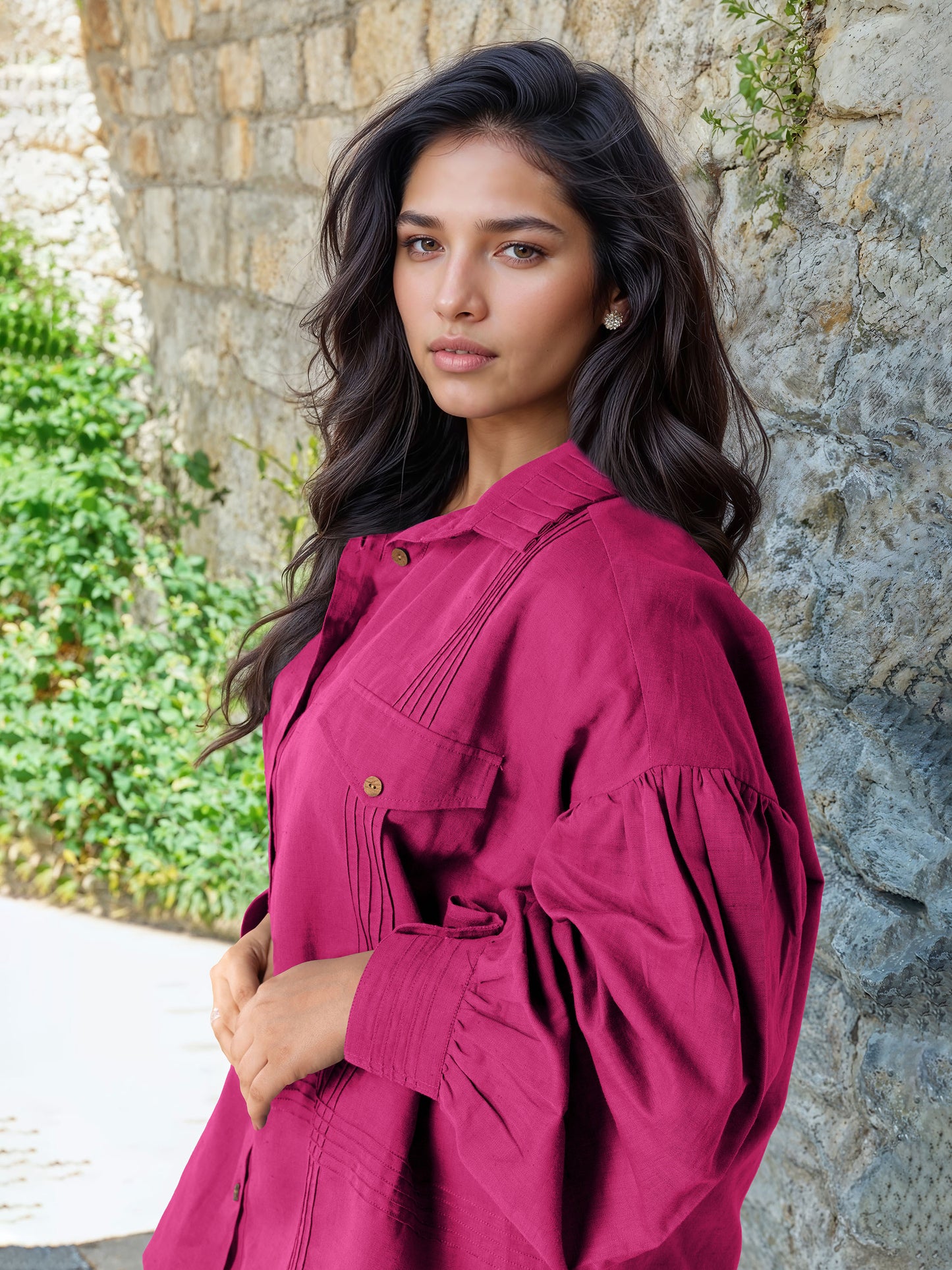 Dark Pink Linen Co-Ord Set