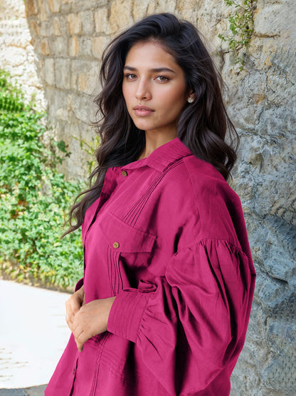 Dark Pink Linen Co-Ord Set