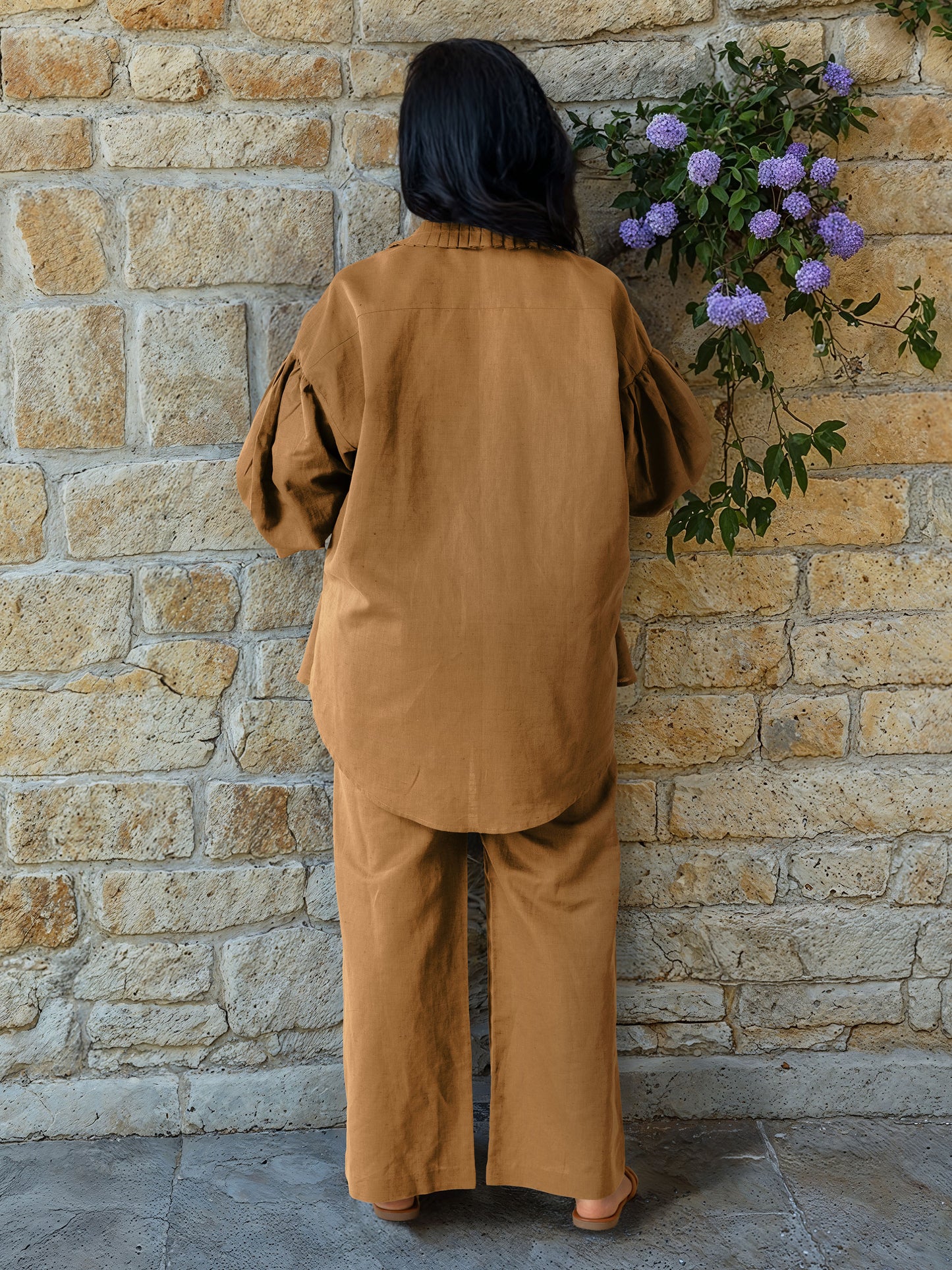 Gold Brown Linen Co-Ord Set