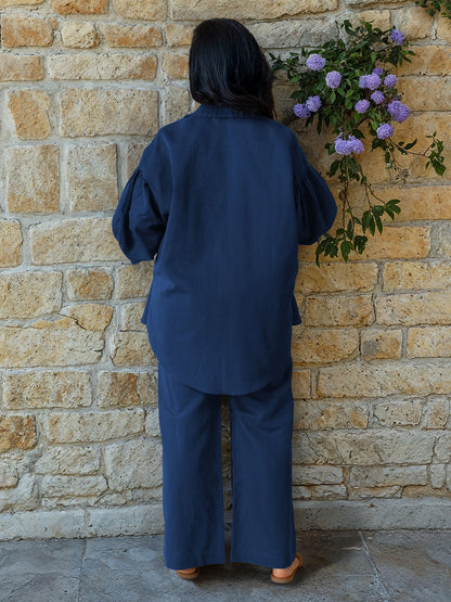 Navy Blue Linen Co-Ord Set