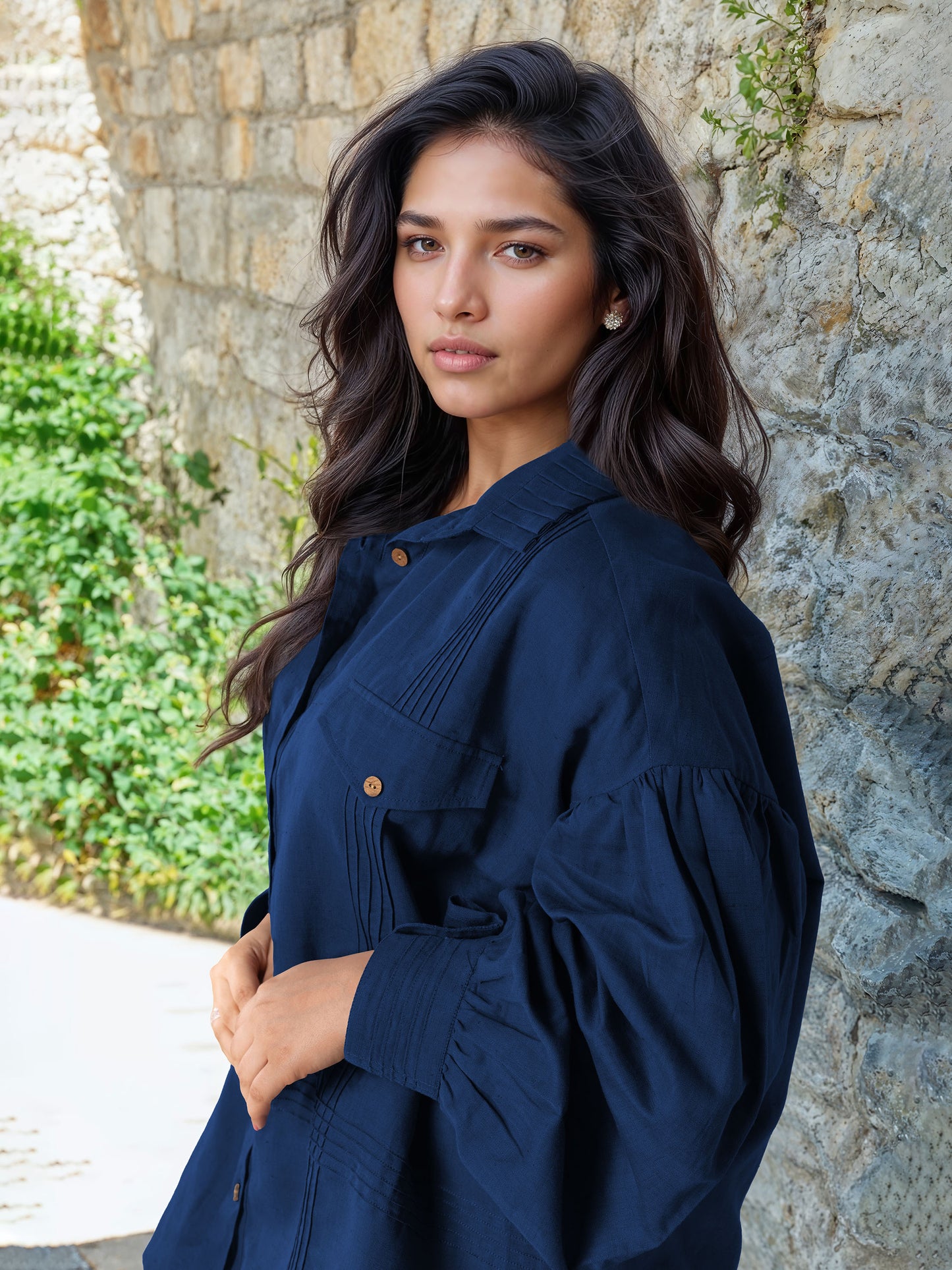 Navy Blue Linen Co-Ord Set
