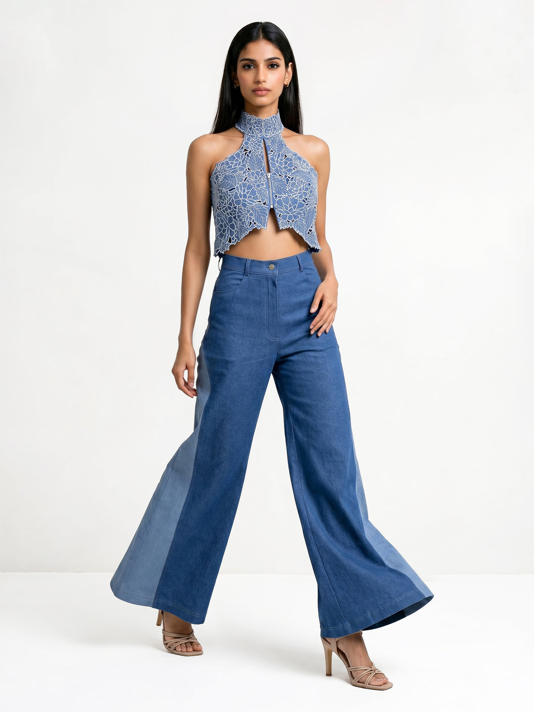 Colour Block Denim Pant
