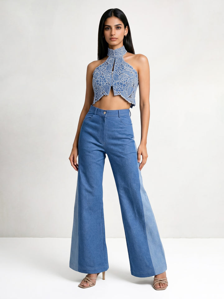 Colour Block Denim Pant