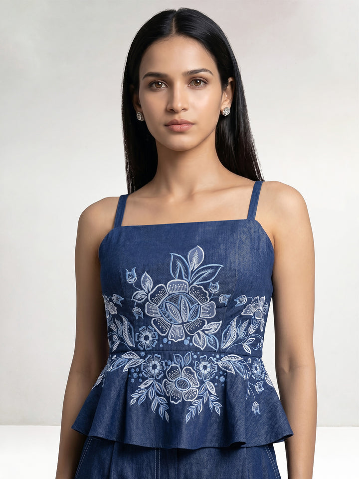 Floral Embroidered Peplum Top