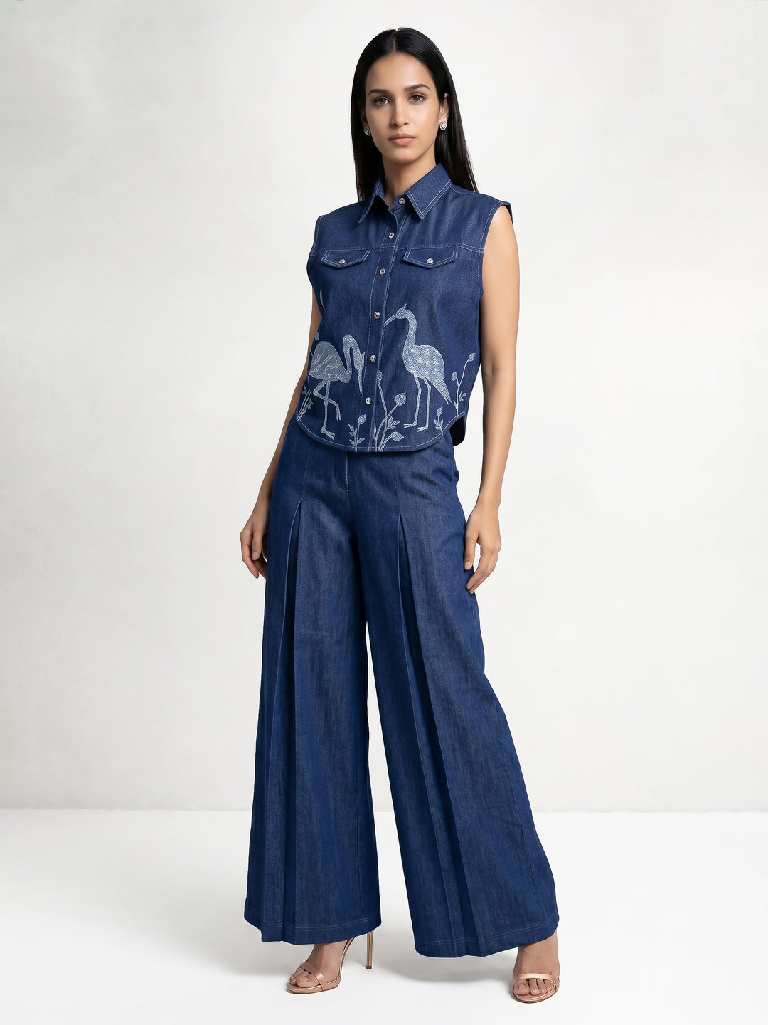 Bird Machine Emb Sleeveless Shirt