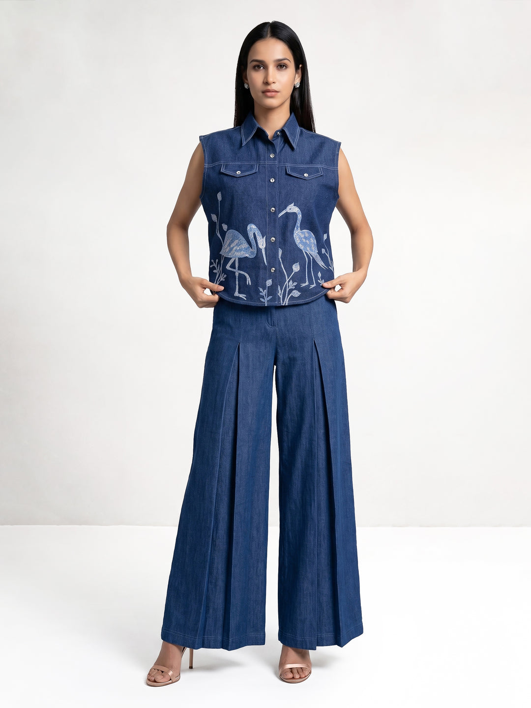 Bird Machine Emb Sleeveless Shirt