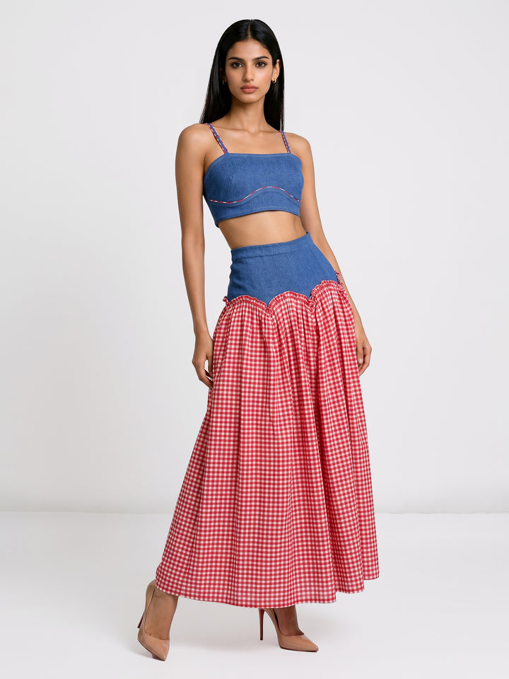 Victoria Denim Top And Maxi Skirt