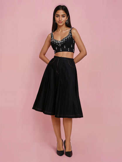 Black Denim Skirt (Only Skirt)