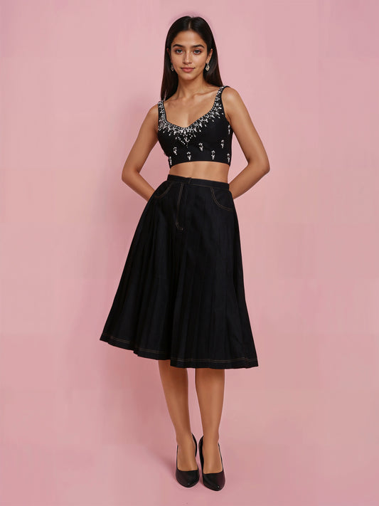 Black Denim Skirt (Only Skirt)
