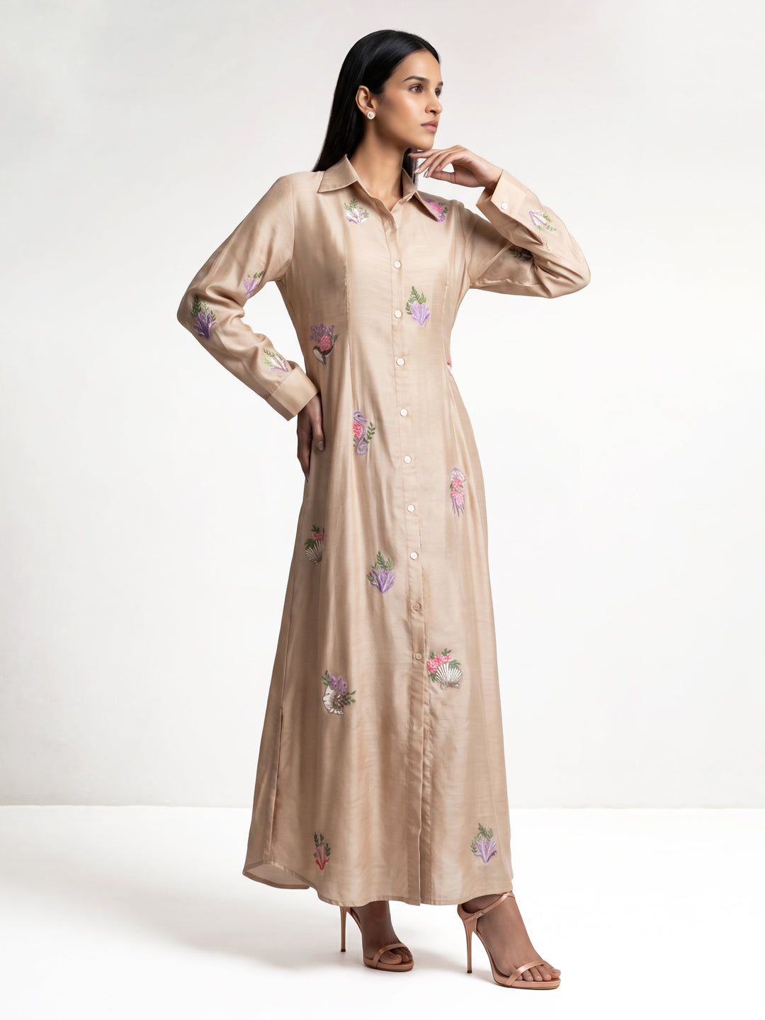 Aquatic Long Shirt Dress