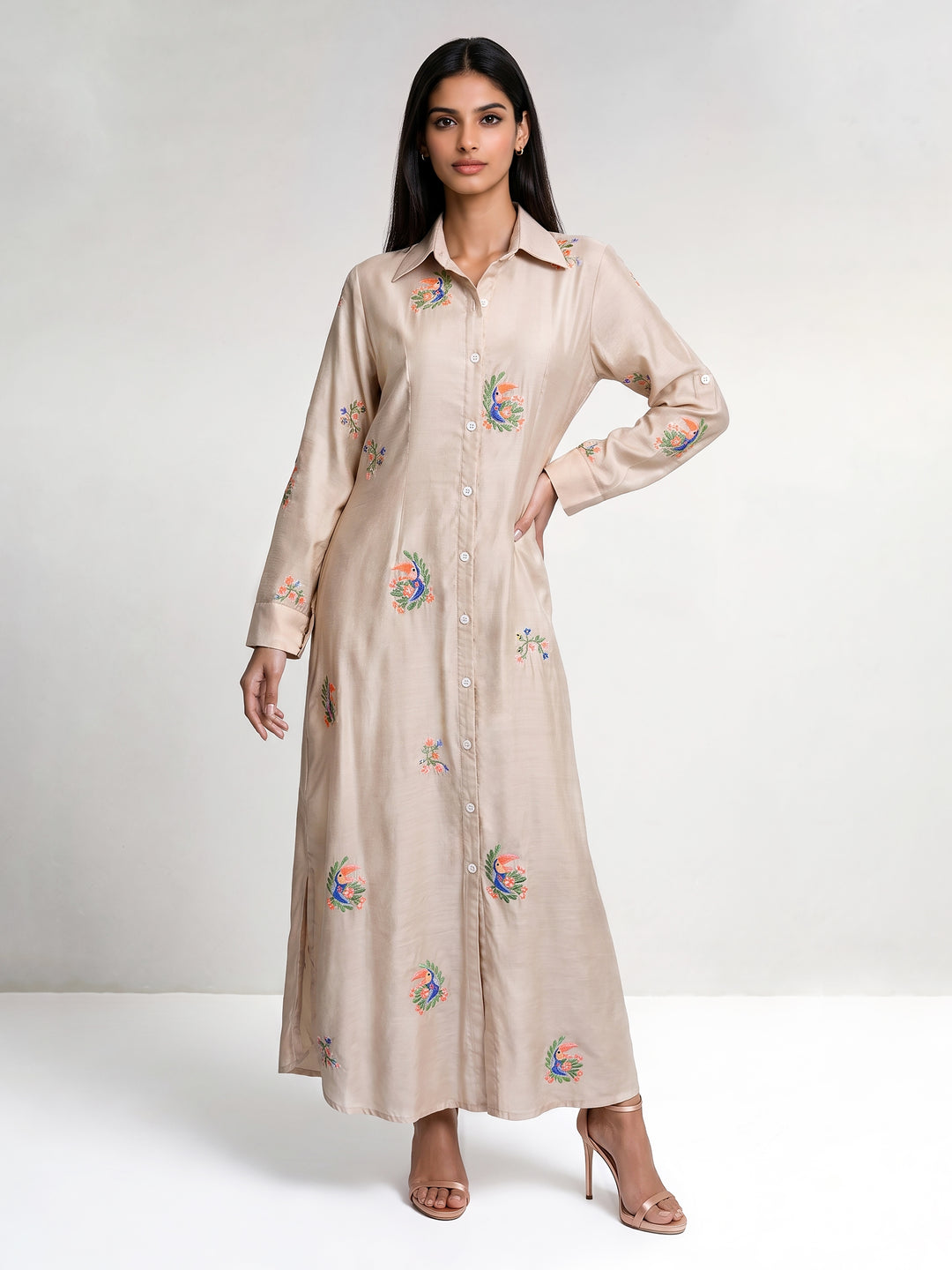 Toucans Bird Long Shirt Dress