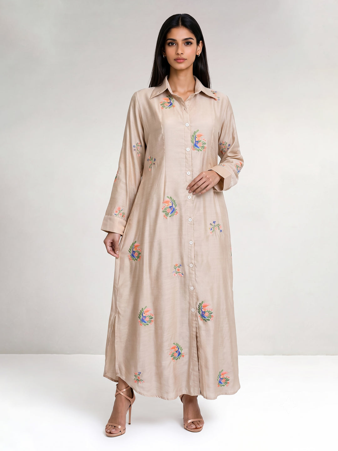 Toucans Bird Long Shirt Dress