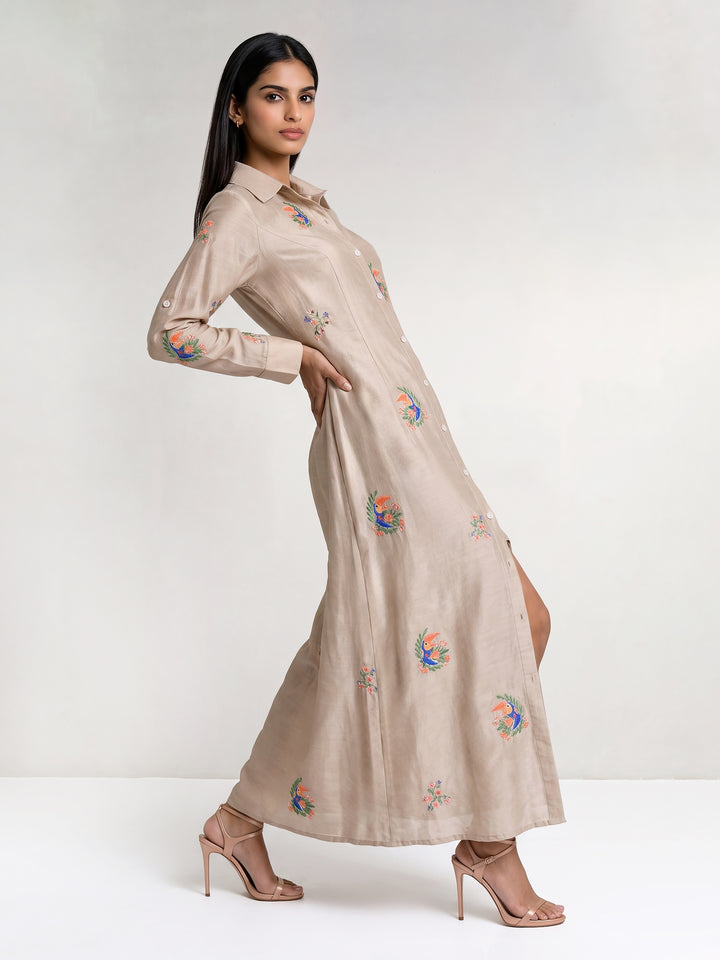 Toucans Bird Long Shirt Dress