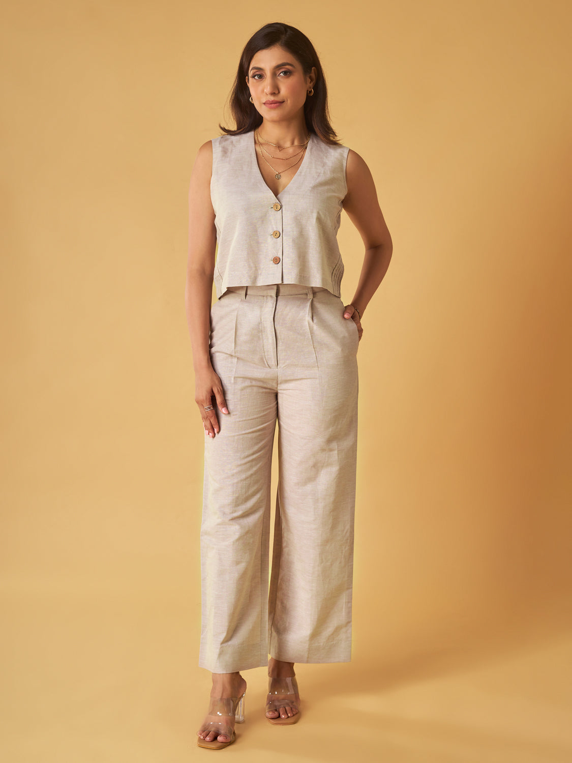 Beige Linen Co-Ord Set