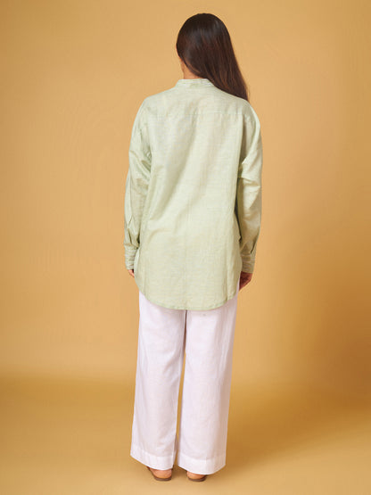 Fog Green Linen Embroidered Co-ord Set