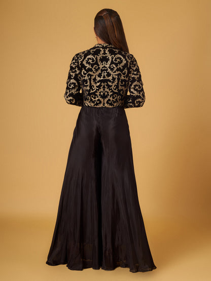 Black velvet embroidered jacket