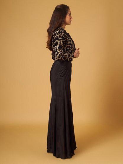 Black velvet embroidered jacket