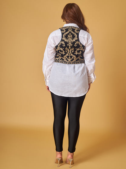 Black velvet waist coat