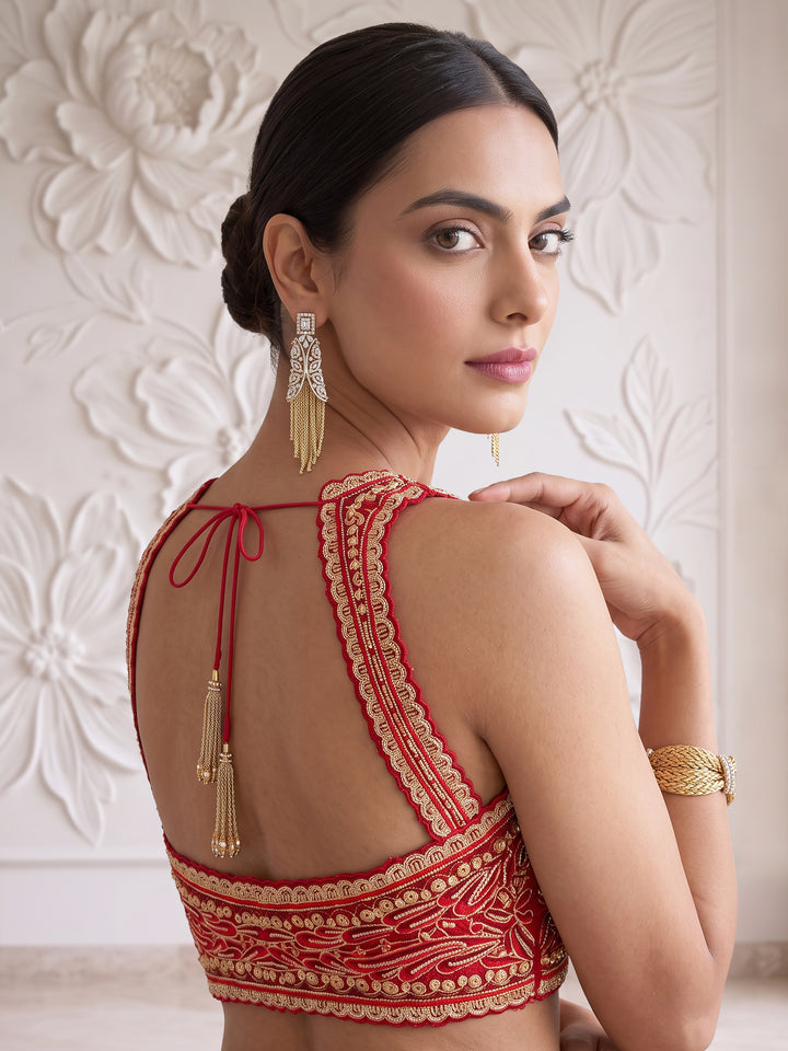 RED SWIRL EMBROIDERED SHARARA SET