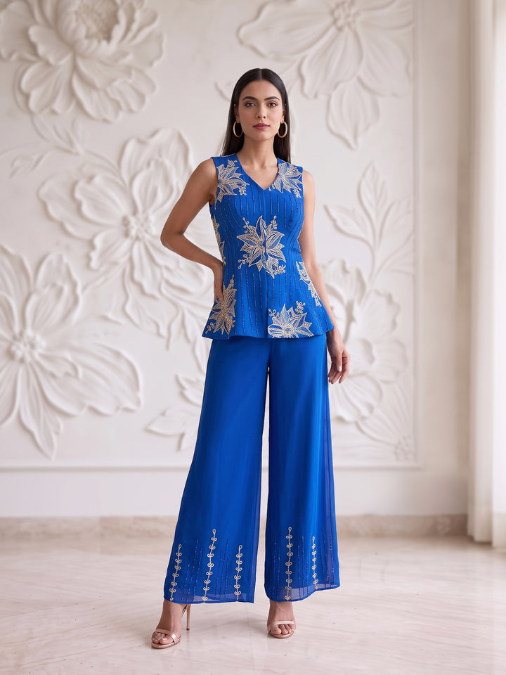 BLUE RACER BACK CORSET WITH SHARARA