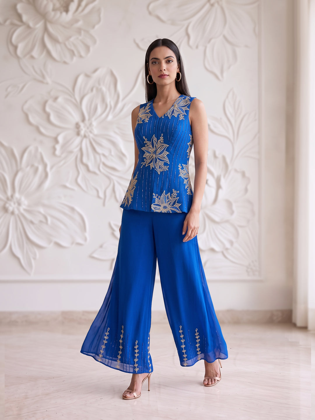BLUE RACER BACK CORSET WITH SHARARA