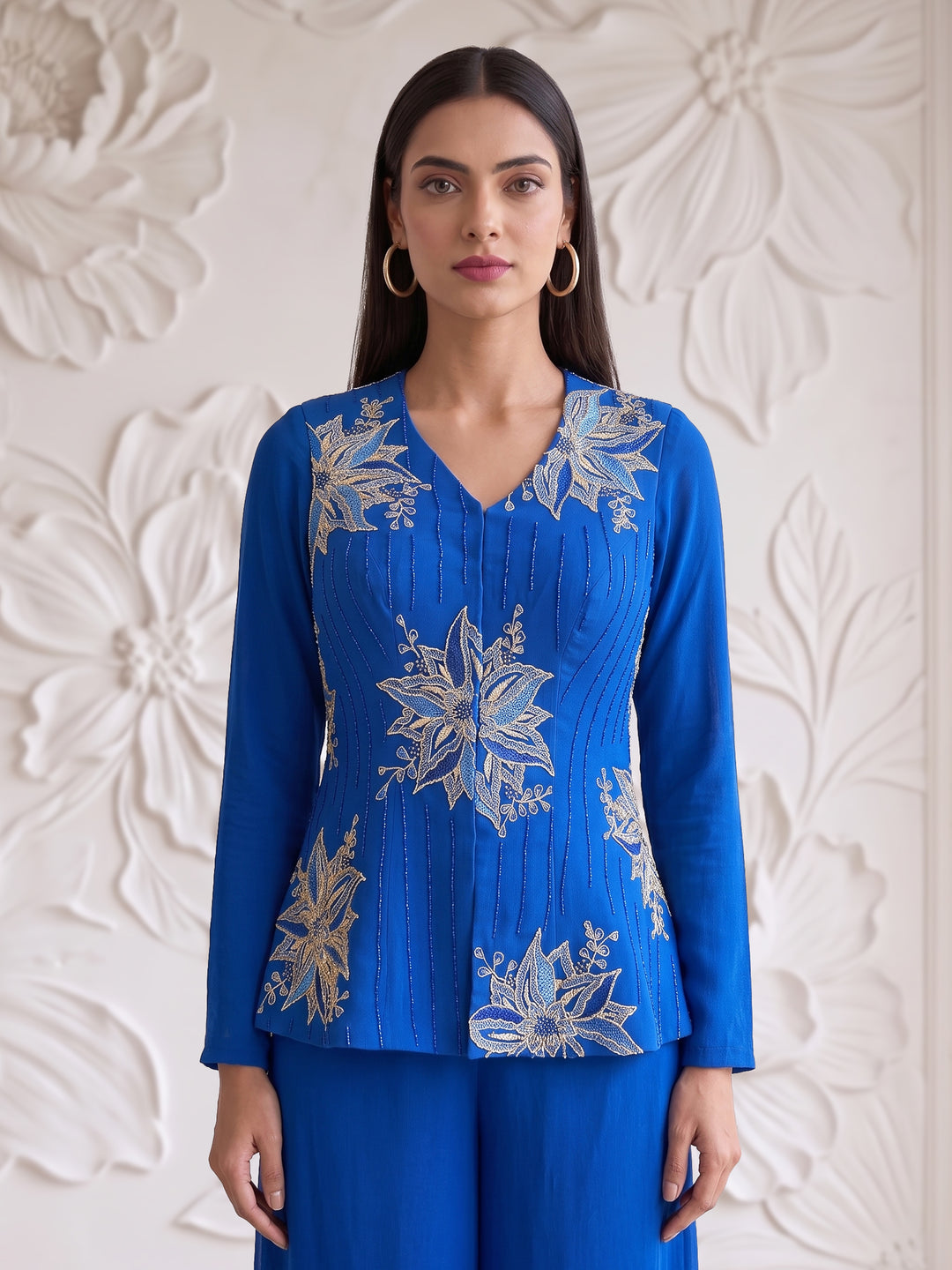 BLUE RACER BACK CORSET WITH SHARARA