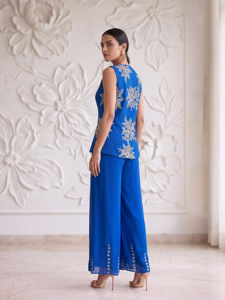 BLUE RACER BACK CORSET WITH SHARARA
