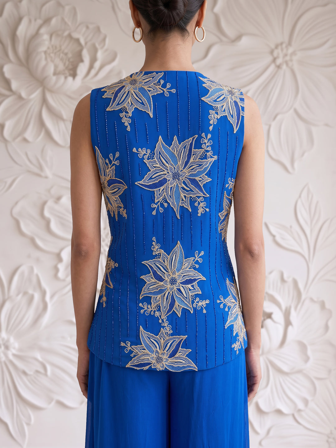 BLUE RACER BACK CORSET WITH SHARARA