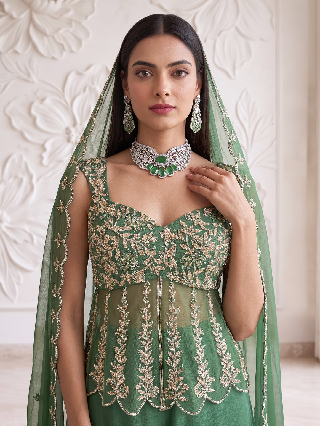 DARK SAGE GREEN SHORT PELUM KURTA PLAZZO SET