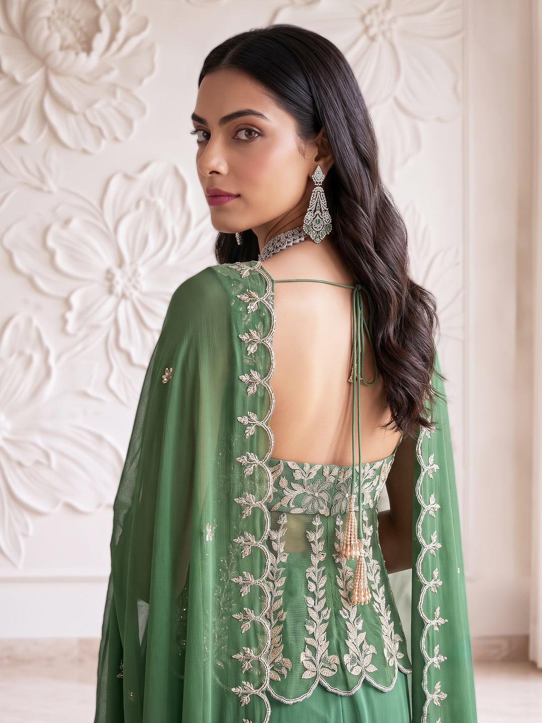 DARK SAGE GREEN SHORT PELUM KURTA PLAZZO SET