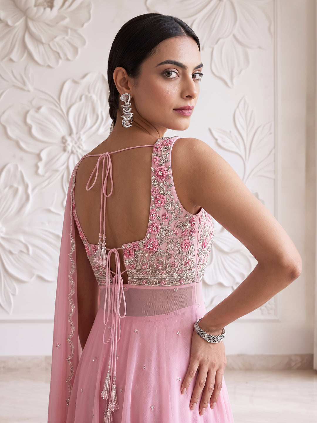 PINK HIGH AND LOW STYLE KURTA SHARARA SET