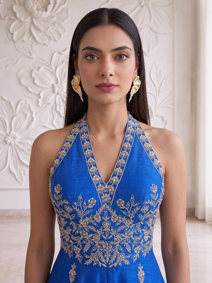 ELECTRIC BLUE EMBROIDERED JUMPSUIT