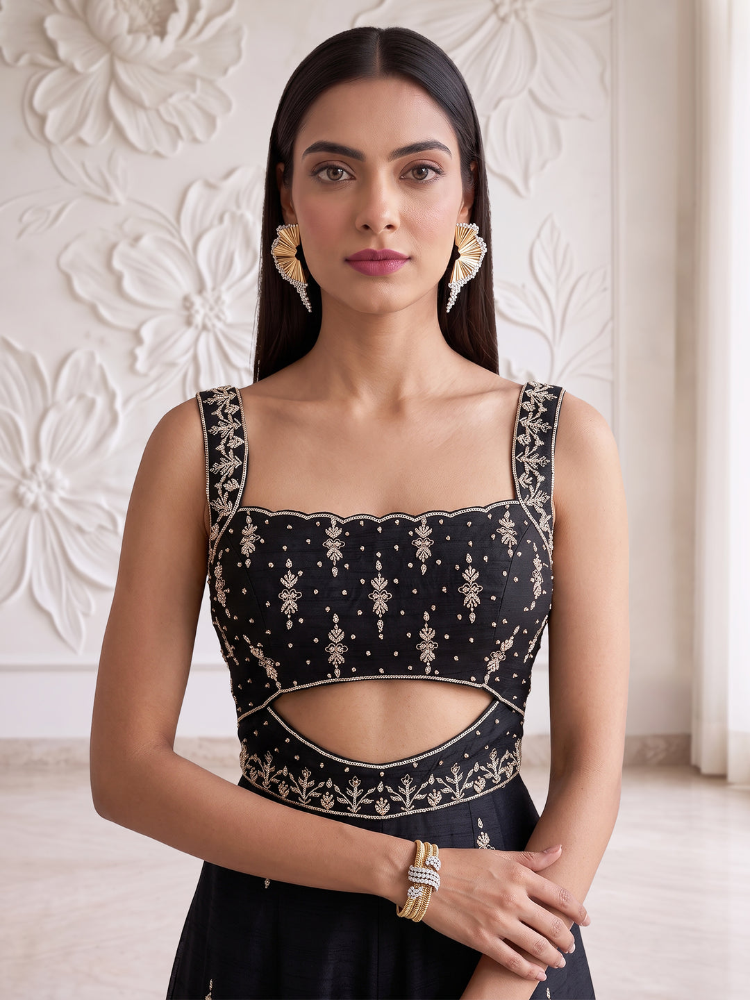 BLACK EMBROIDERED JUMPSUIT