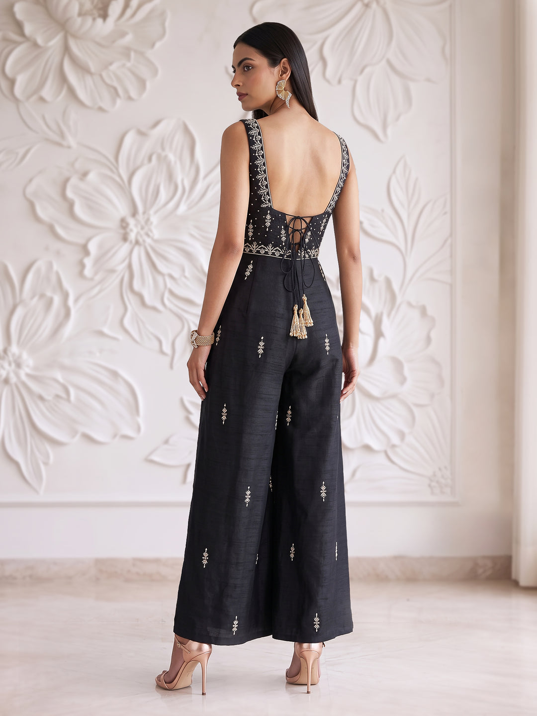 BLACK EMBROIDERED JUMPSUIT