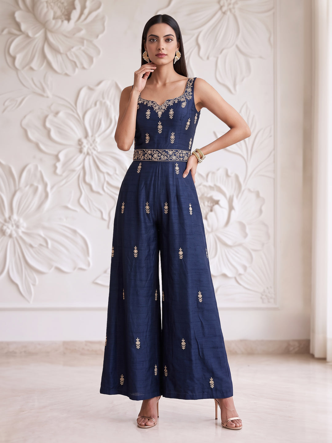 MIDNIGHT BLUE EMBROIDERED JUMPSUIT