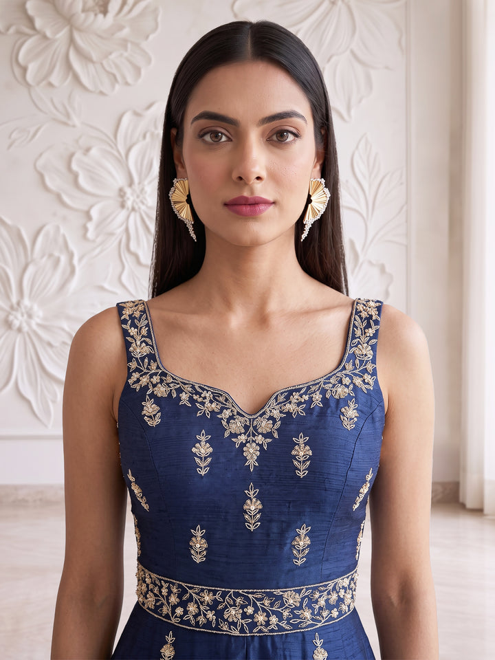 MIDNIGHT BLUE EMBROIDERED JUMPSUIT