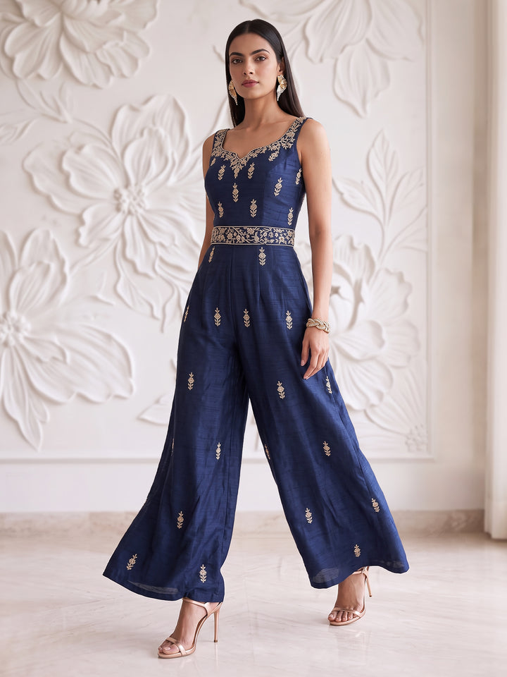 MIDNIGHT BLUE EMBROIDERED JUMPSUIT