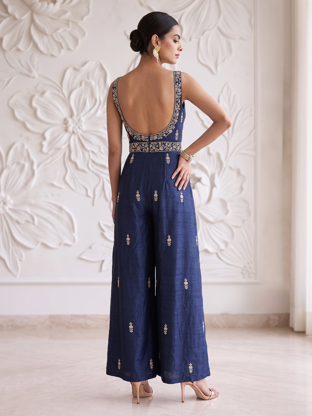 MIDNIGHT BLUE EMBROIDERED JUMPSUIT