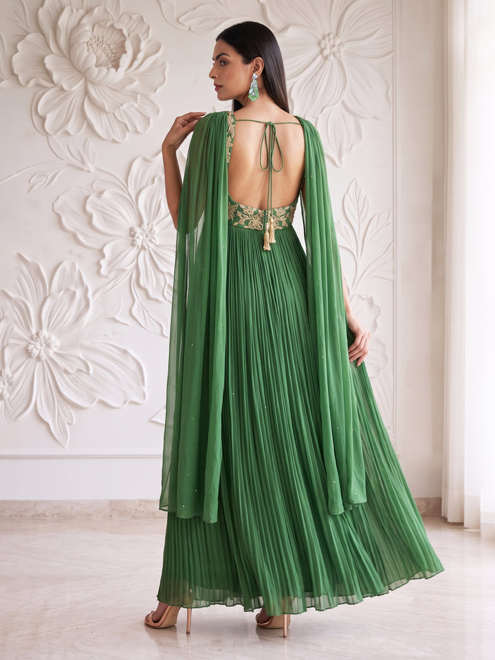 SAGE GREEN LONG GOWN WITH DUPATTA
