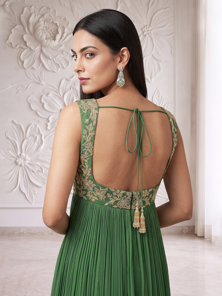 SAGE GREEN LONG GOWN WITH DUPATTA