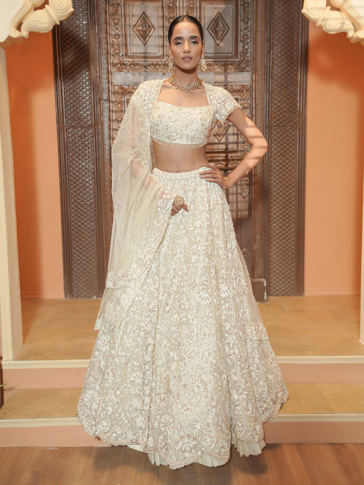 Ivory Heavy Bridal Lehenga Set