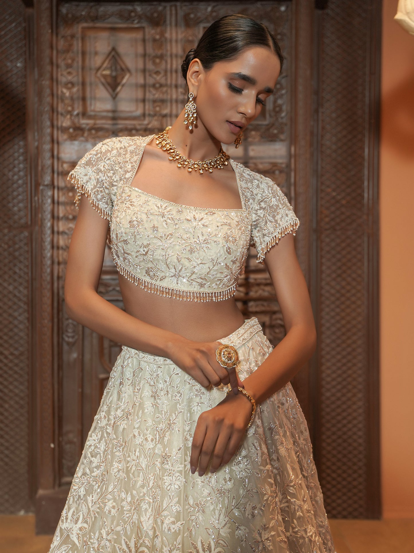 Ivory Heavy Bridal Lehenga Set