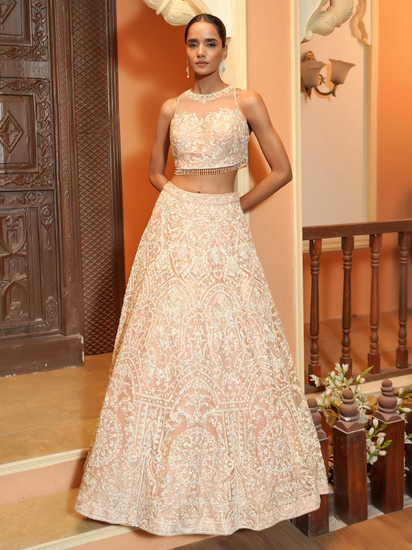Nude Heavy Bridal Lehenga Set