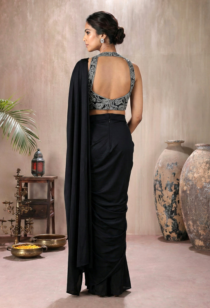 Black Blouse with Lycra Drape Saree