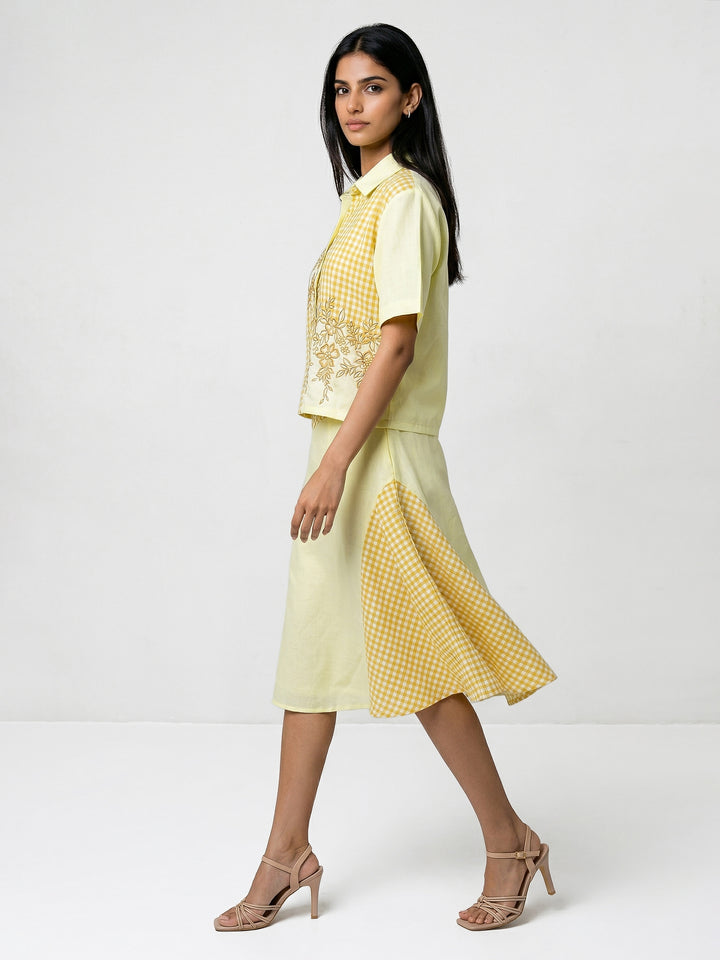 The Monica Gingham Midi Skirt