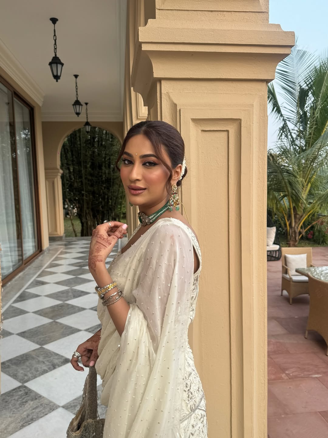 Ivory Embroidered Kurta Set with Sharara Pants and Dupatta