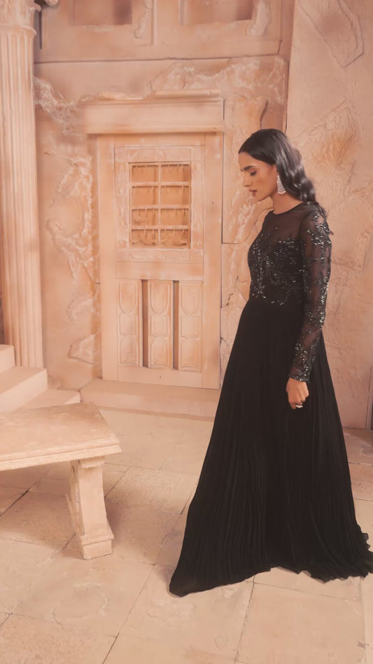 Black Hand Embroidered Gown